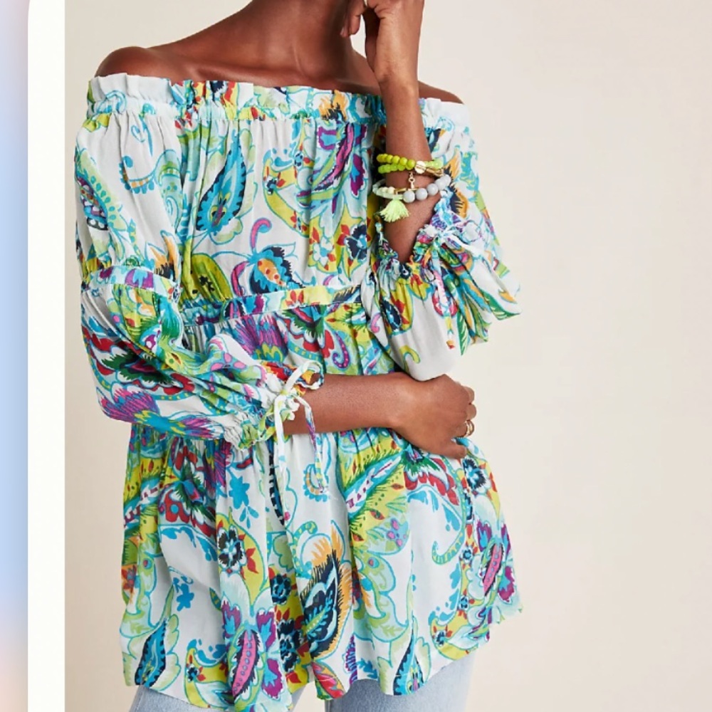 NWOT Anthropologie Maeve Frankie Off Shoulder Blouse/Tunic